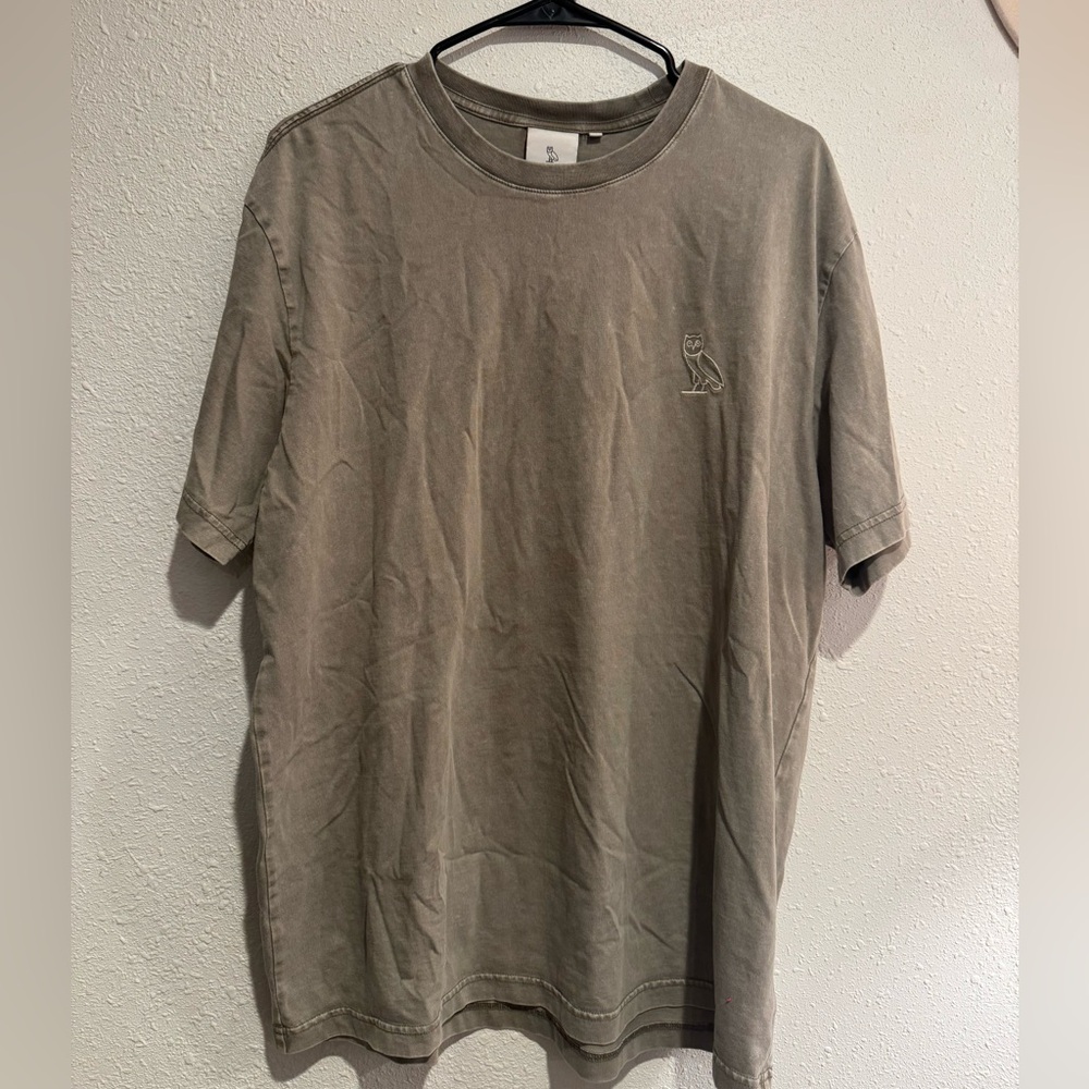 OVO Octobers Very Own Original Taupe Embroidered Owl Patch TShirt Muskoka  Large